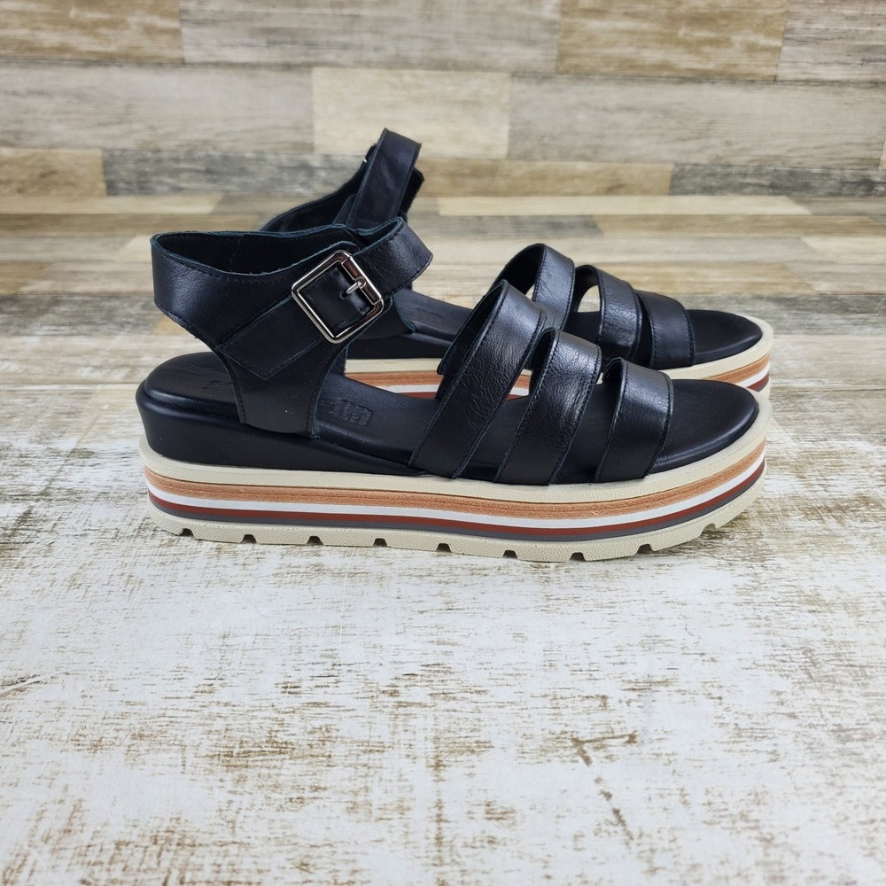 Spring Step Gosalina Womens Platform Sandals Sz 10 Black Strappy Leather Comfort
